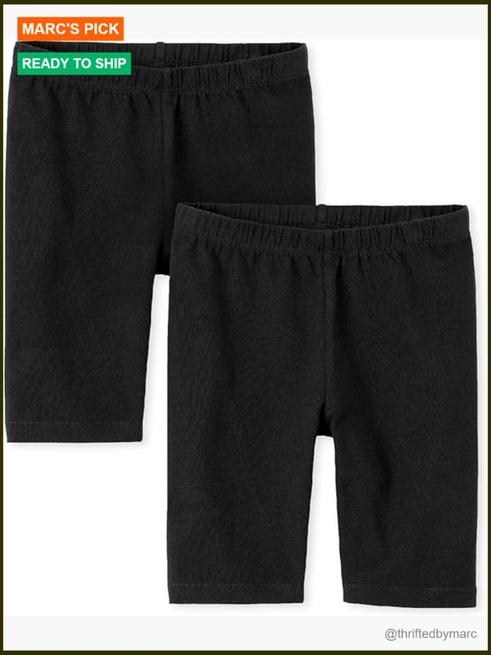 Girls Essential Bike Shorts 2-Pack Cotton Spandex Pull-On Elastic Waist - Picture 1 of 3